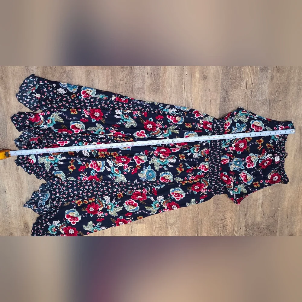 Bila Dress Womens XXL Maxi Boho Handkerchief Hem Floral Western Cottage Peasant - Picture 7 of 10